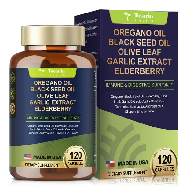 ACEITE DE OREGANO MAS AJO, ELDEBERRY Y BLACK SEED OIL 120 CAPSULAS