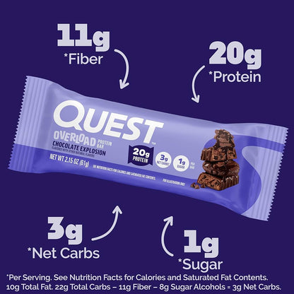 BARRA QUEST OVERLOAD EXPLOSION SABOR A CHOCOLATE 61 GR