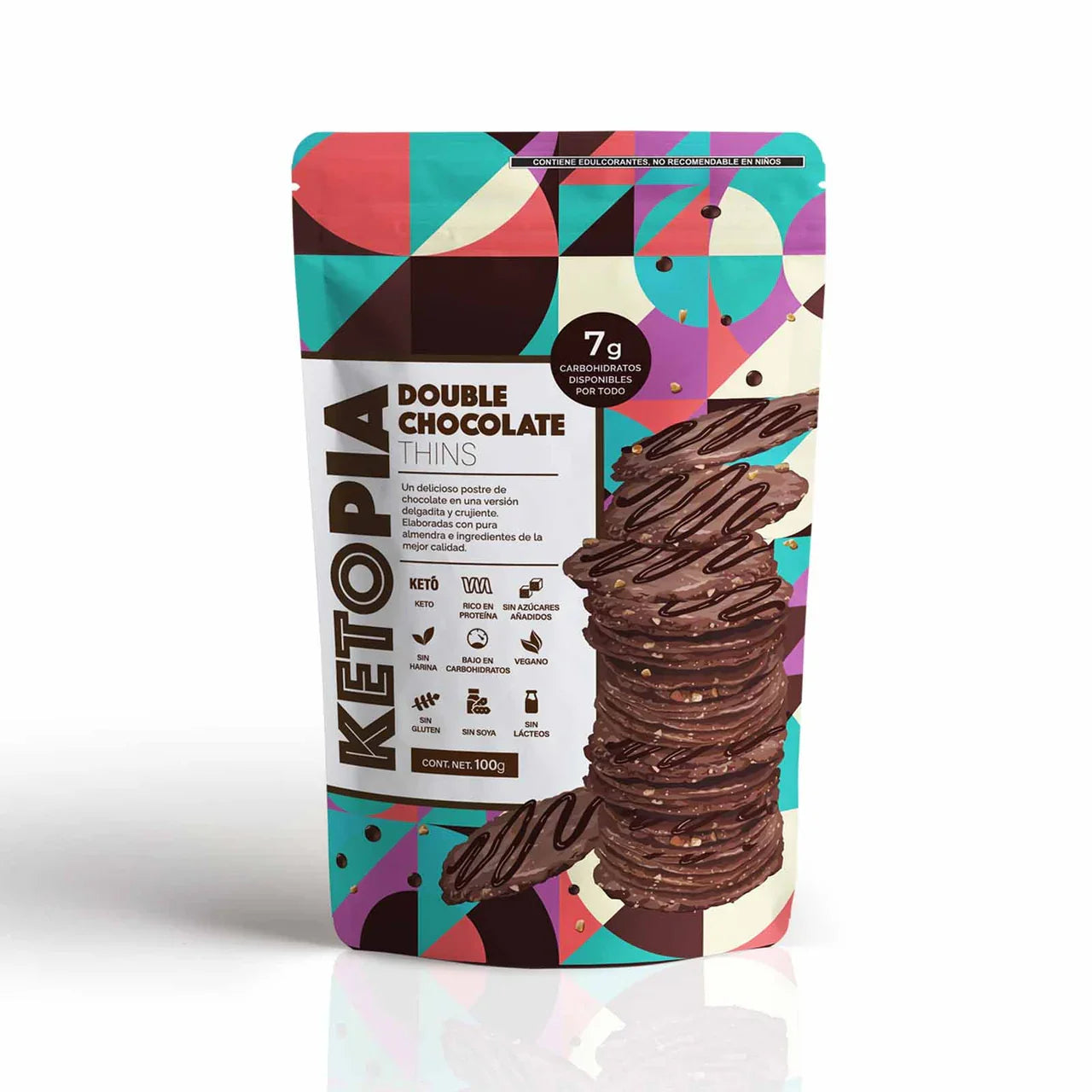 GALLETA KETO ALMOND THINS DOUBLE CHOCOLATE KETOPIA SECO