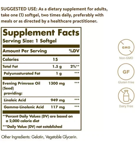 EVENING PRIMROSE OIL 1300 MG  60 CAPS SOLGAR