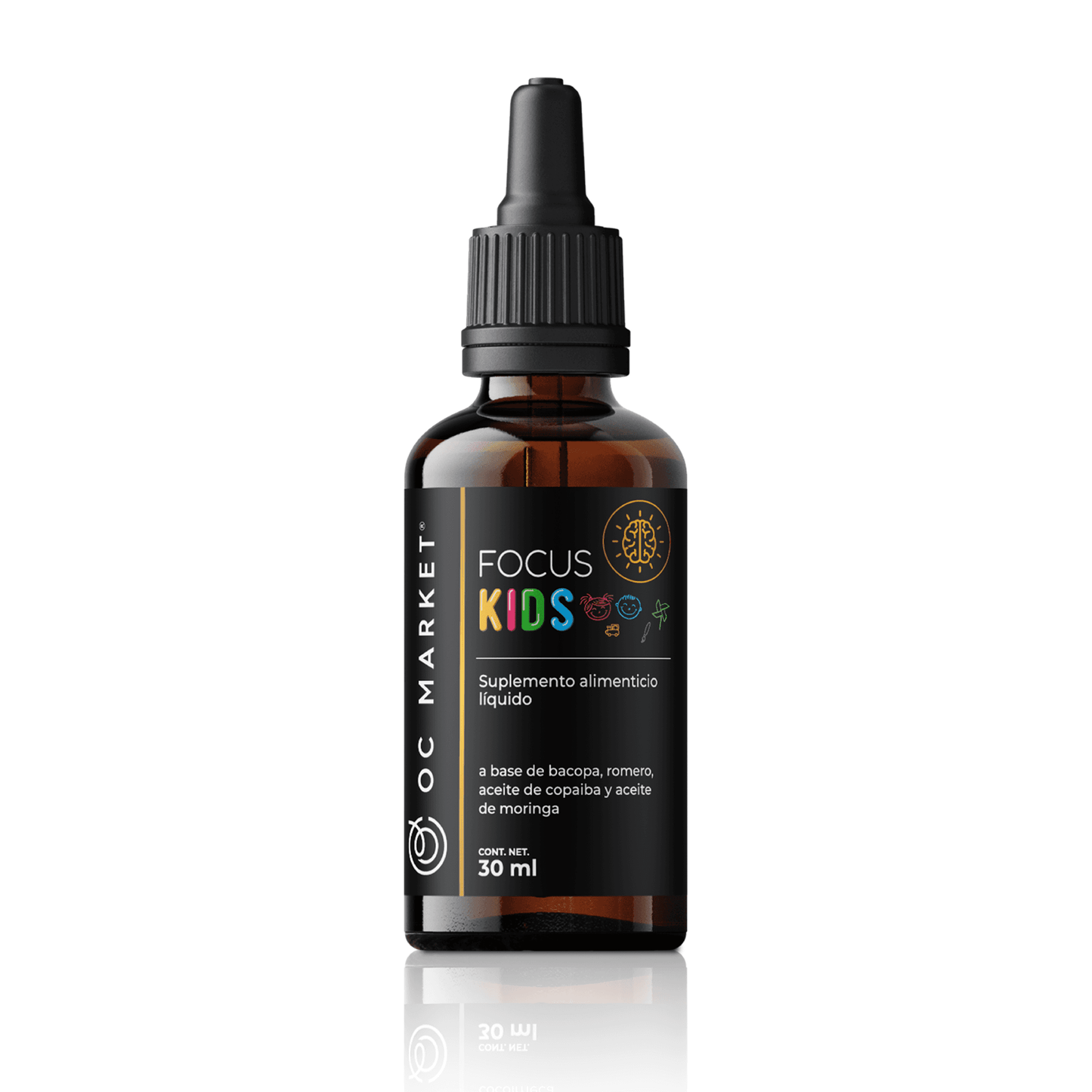FOCUS KIDS A BASE DE BACOPA, ROMERO, ACEITE DE MORINGA Y COPAIBA - 30 ML GOTERO OCM