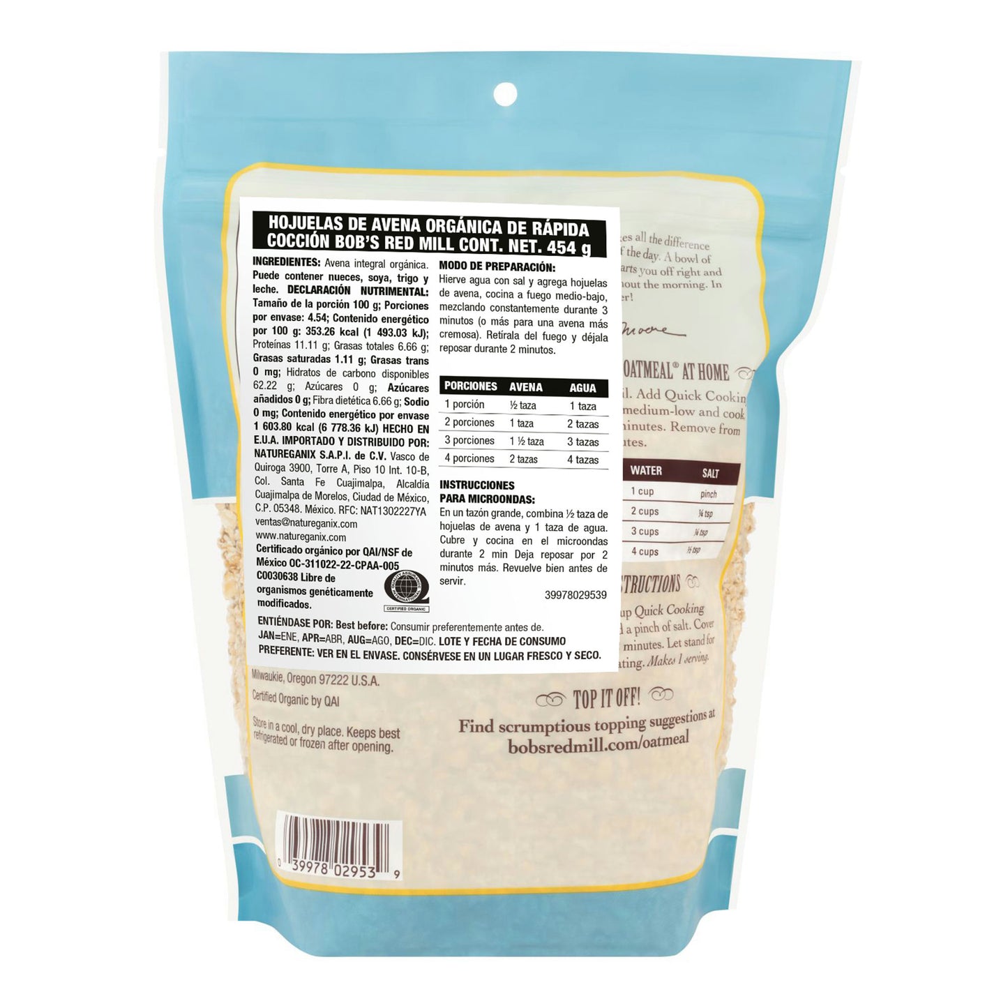 AVENA ROLADA RAPIDA COCCION ORG 907 GR