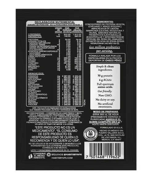 PROTEÍNA HABITS HIGH PERFORMANCE SACHETS DE VAINILLA 39.5 G