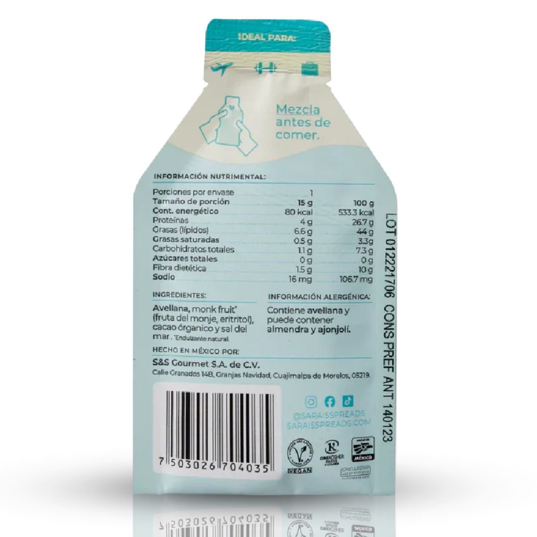 SACHETS SARAIS AVELLANA CON CACAO 15GRS