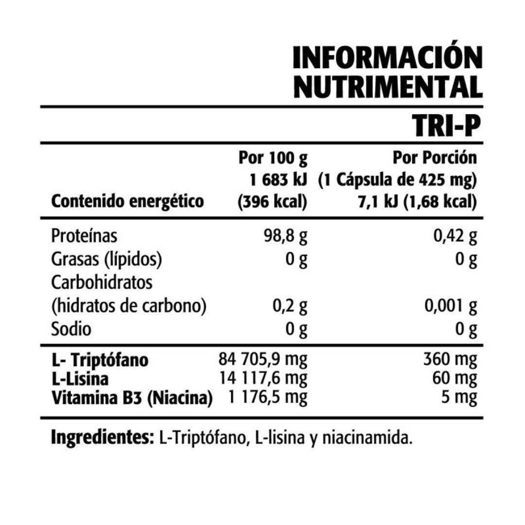TRI-P /   L-TRIPTOFANO PLUS + L-LISINA 100 CAPS ULTRAGENICS HEMAGIC SUEÑA