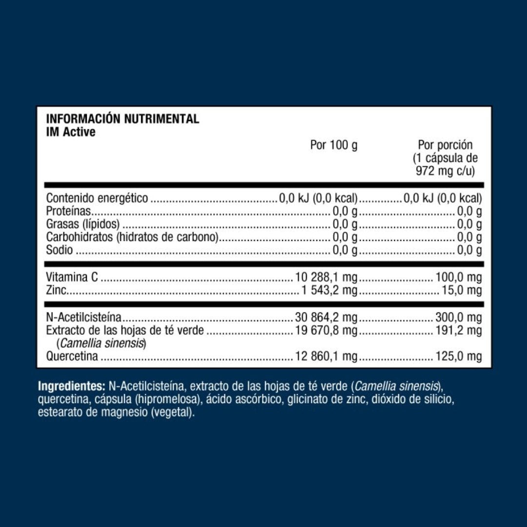 INMUNE ACTIVE SISTEMA INMUNE, NAC, QUERCITINA 60 CAPS ULTRAGENICS METAGENICS DEFENSA E INMUNE