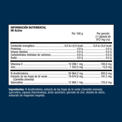 INMUNE ACTIVE SISTEMA INMUNE, NAC, QUERCITINA 60 CAPS ULTRAGENICS METAGENICS DEFENSA E INMUNE