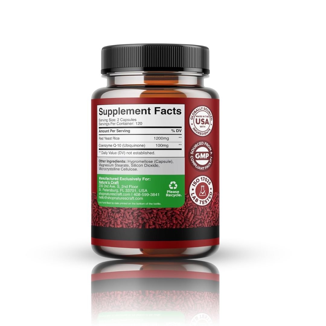 RED YEAST RICE + COQ10 120 CAPS COLESTEROL CAPSULAS NATURES CRAFT