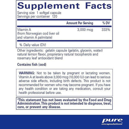 VITAMINA A  120 CAPS PURE ENCAPSULATIONS