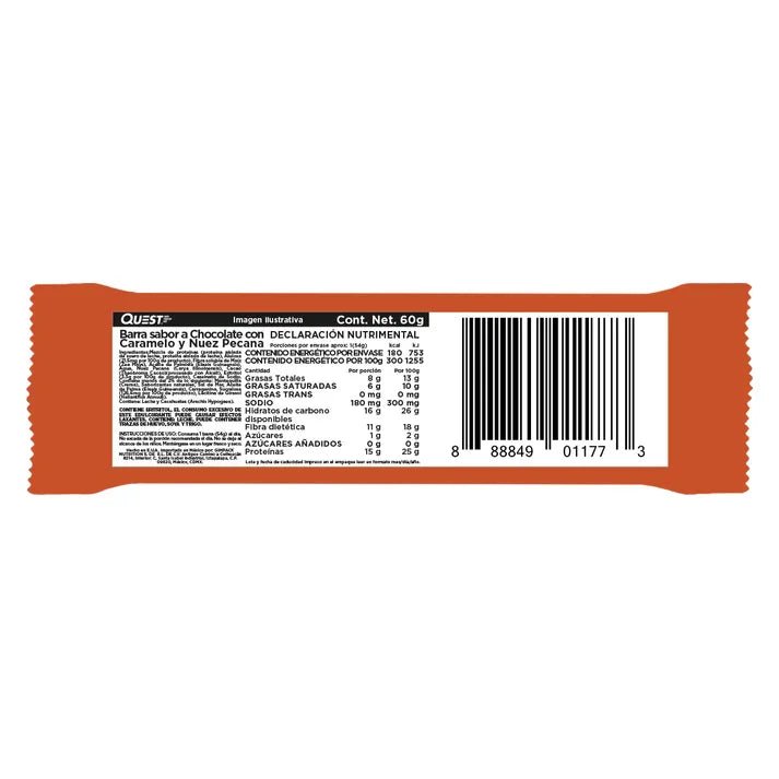 BARRA QUEST HERO CRISPY CHOCOLATE CON CARAMELO Y NUEZ PECANA 52GR - Oc Market
