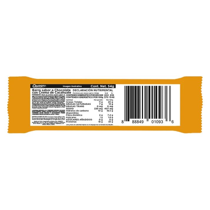 BARRA QUEST HERO CRISPY CHOCOLATE CON CREMA DE CACAHUATE 52GR - Oc Market