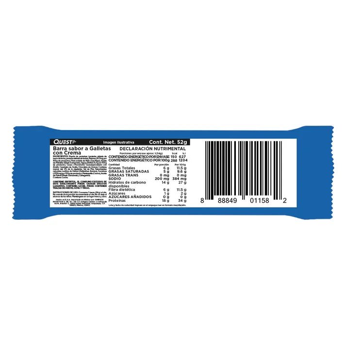 BARRA QUEST HERO CRISPY SABOR GALLETAS CON CREMA 52 GR - Oc Market