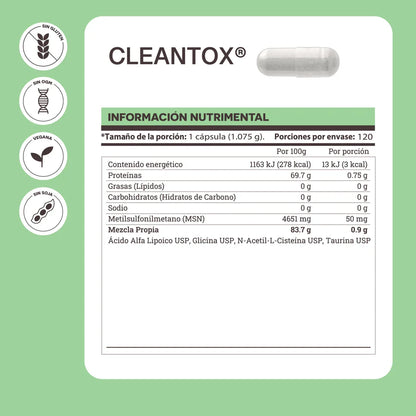 CLEANTOX ÁCIDO ALFA LIPOICO & N-ACETIL 120 CÁPSULAS MATTER