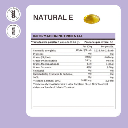 NATURAL E VITAMINA E 60 CÁPSULAS MATTER