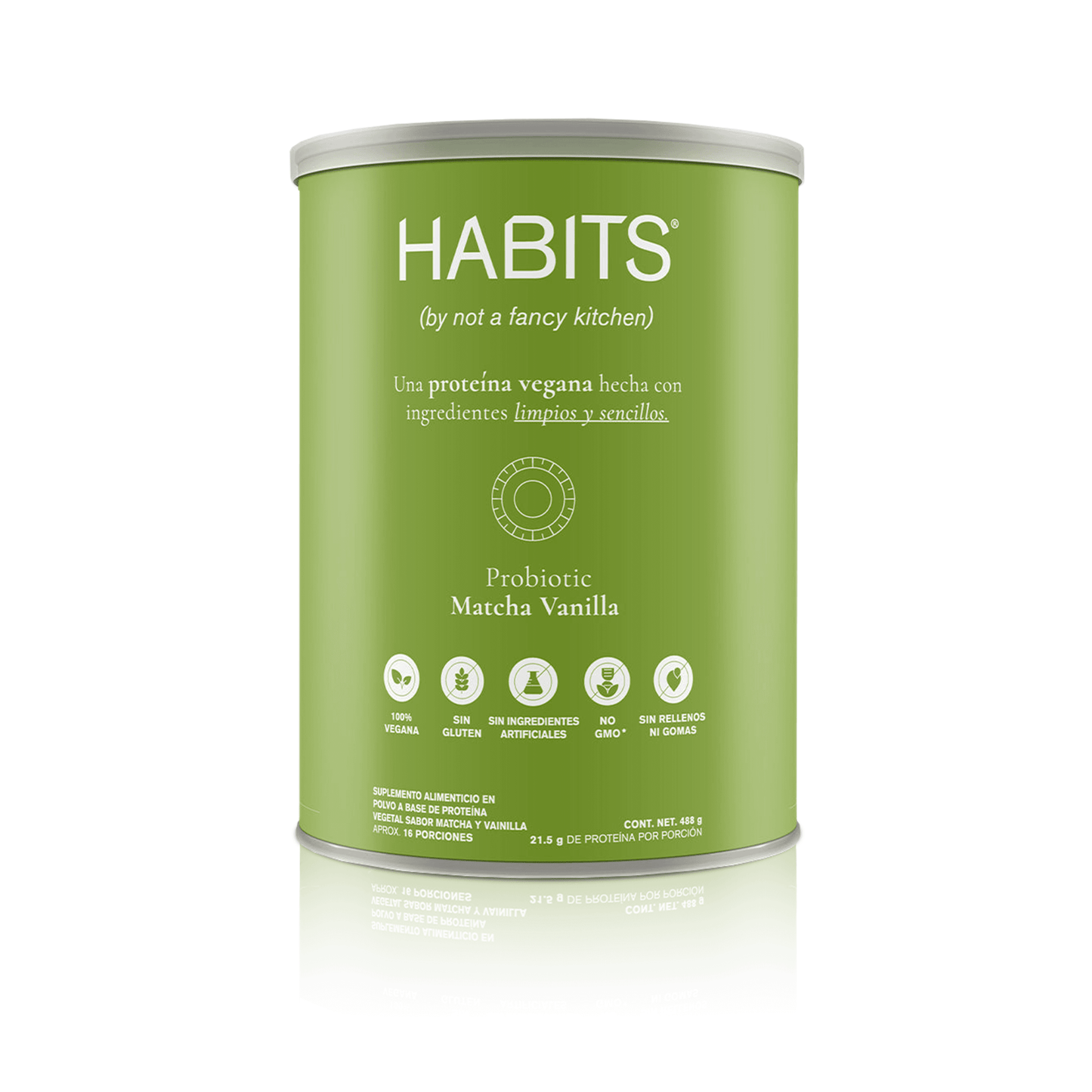PROTEÍNA HABITS PROBIÓTICOS + SUPERFOODS MATCHA - VAINILLA 488 G - Oc Market