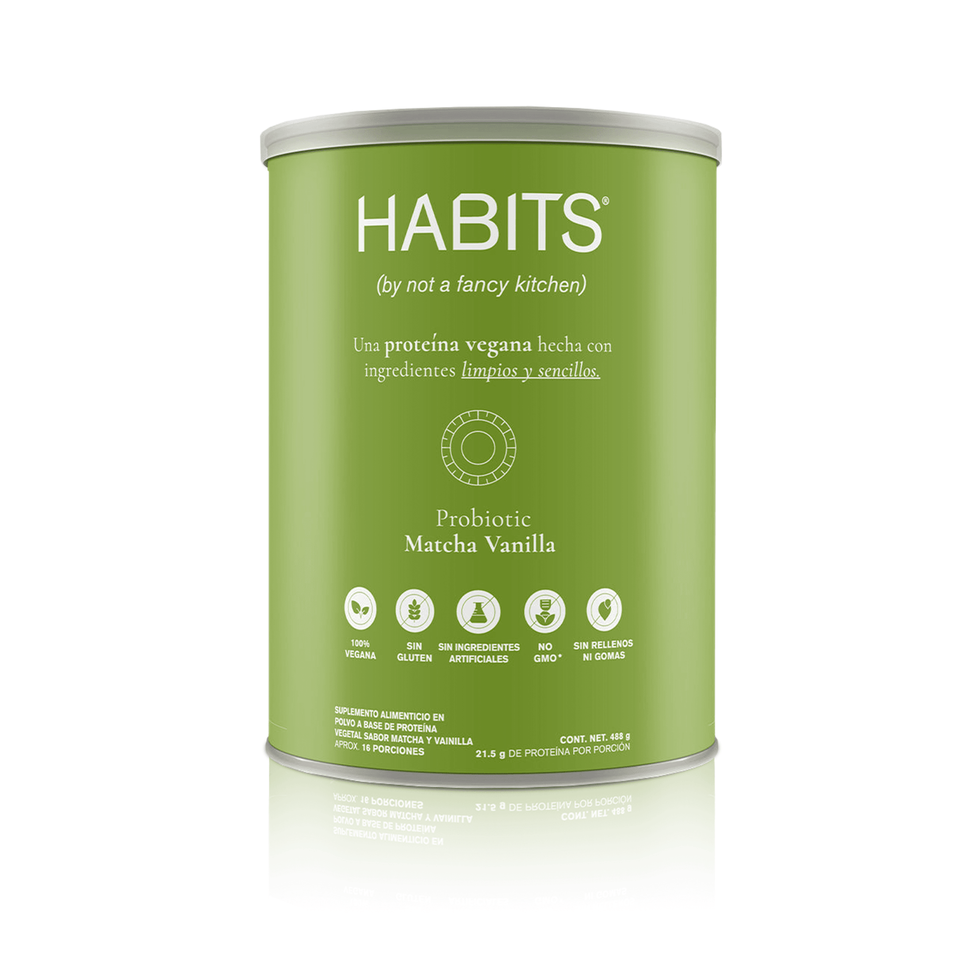 PROTEÍNA HABITS PROBIÓTICOS + SUPERFOODS MATCHA - VAINILLA 488 G - Oc Market