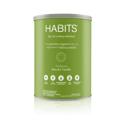 PROTEÍNA HABITS PROBIÓTICOS + SUPERFOODS MATCHA - VAINILLA 488 G - Oc Market