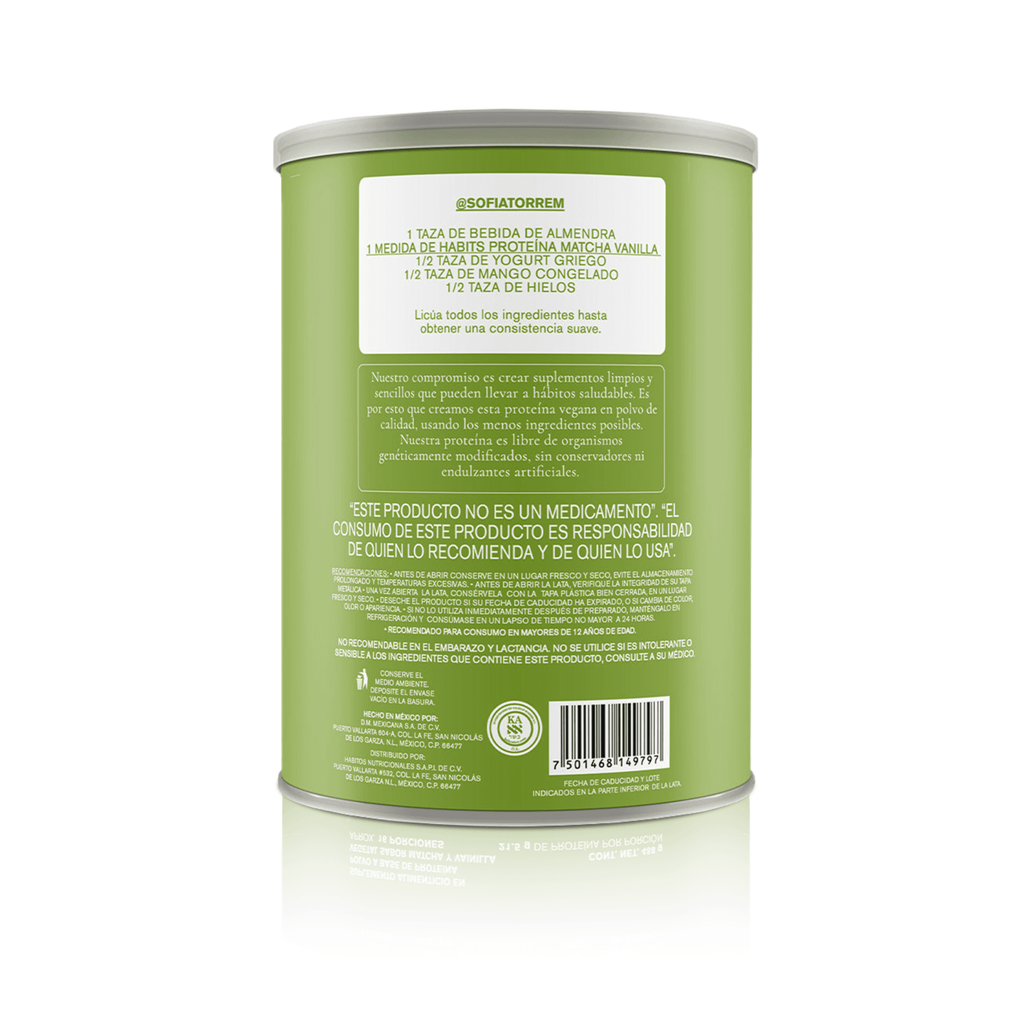 PROTEÍNA HABITS PROBIÓTICOS + SUPERFOODS MATCHA - VAINILLA 488 G - Oc Market