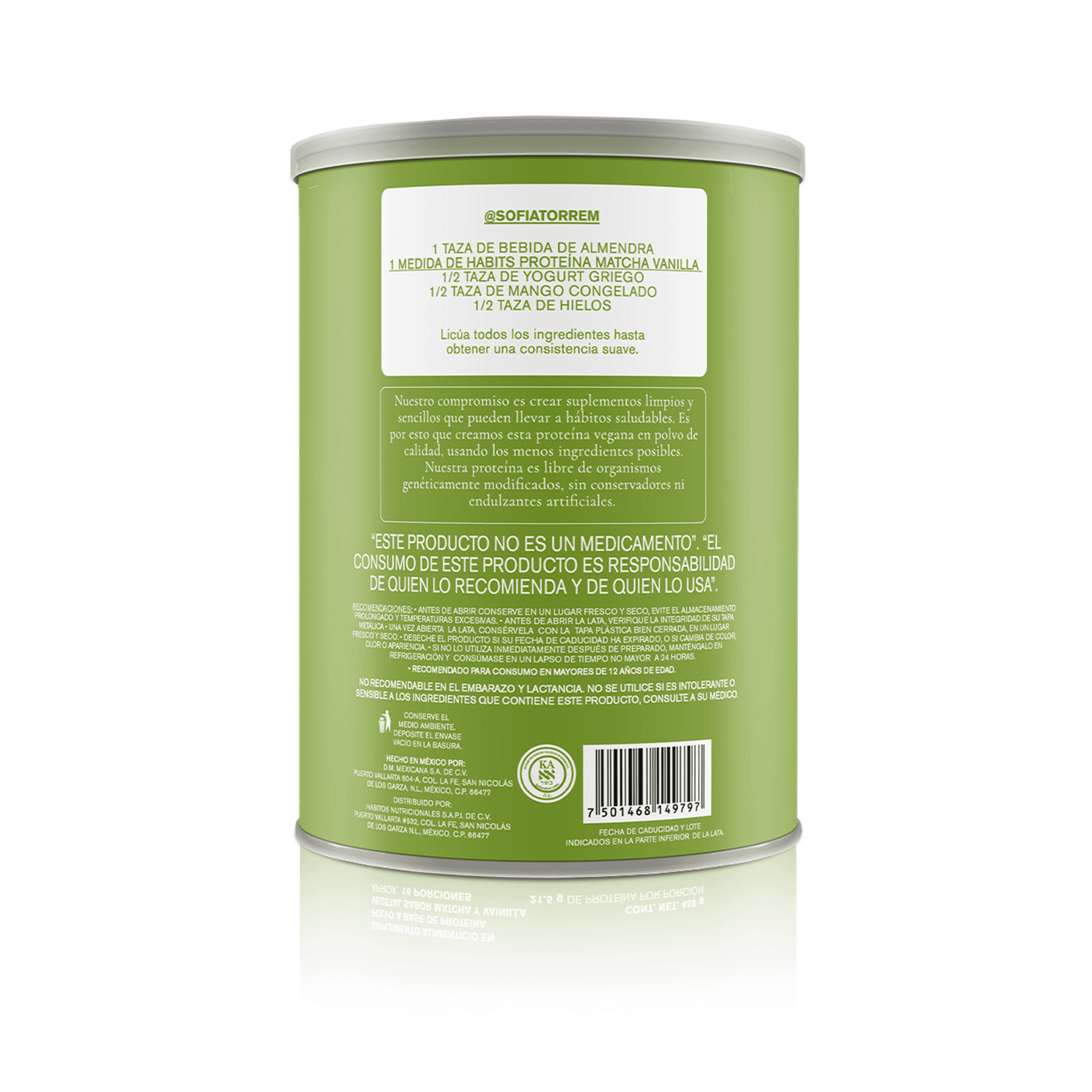 PROTEÍNA HABITS PROBIÓTICOS + SUPERFOODS MATCHA - VAINILLA 488 G - Oc Market