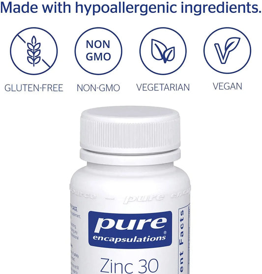ZINC 30 MG 60 CAPSULAS PURE ENCAPSULATIONS